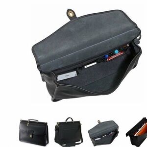 Elegant Black Leather Briefcase